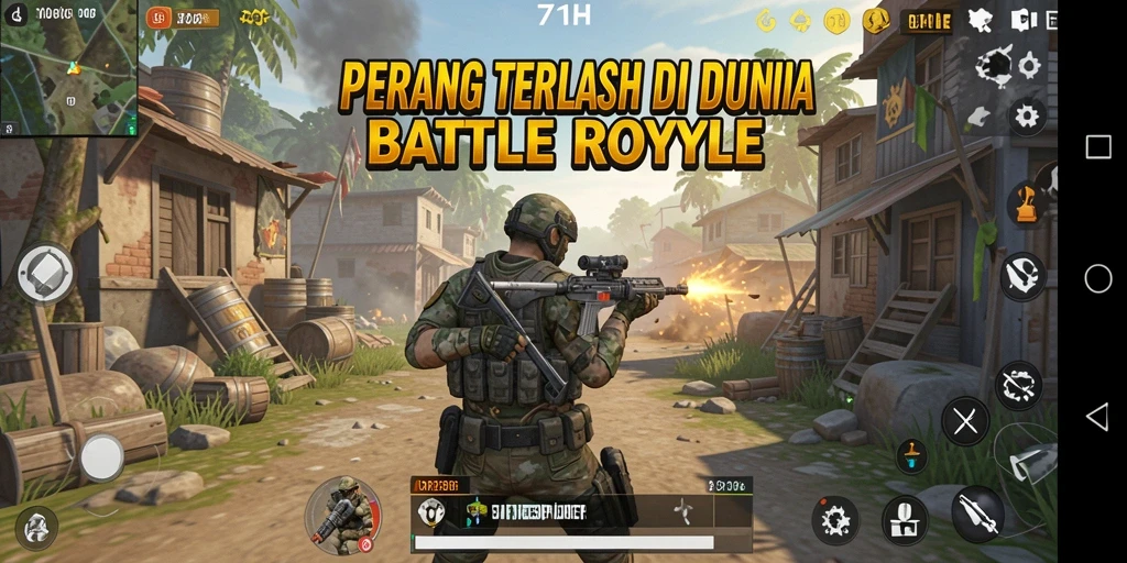 Screenshot menunjukkan momen seru dalam gameplay Battle Royale.