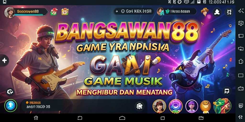 Screenshot gameplay BANGSAWAN88 dengan antarmuka menarik dan lagu-lagu seru.