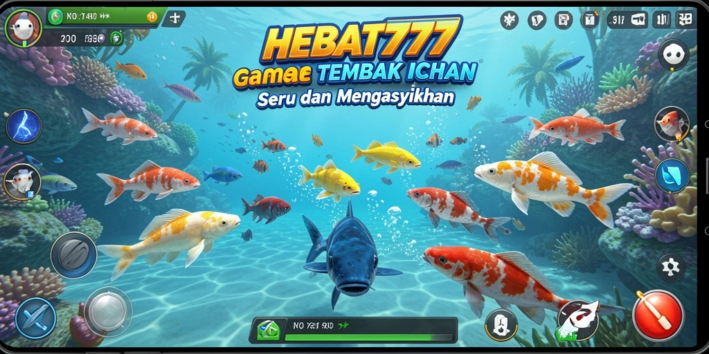 Tampilan seru gameplay HEBAT777 dengan aksi tembak ikan.