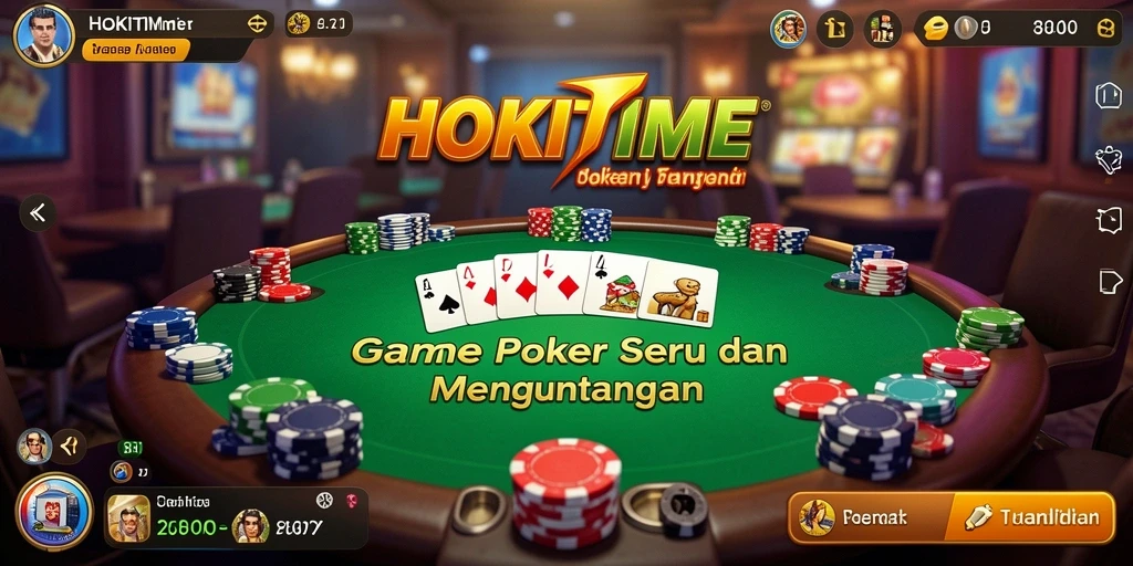 Screenshot HOKITIME menampilkan momen seru di meja Poker.