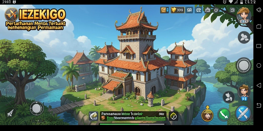 Tampilan gameplay menantang di REZEKIGO dengan menara yang berbeda.